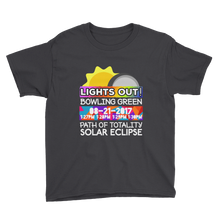Boys - Bowling Green KY - Solar Eclipse Short Sleeve T-Shirt: "Lights Out!" PATH of TOTALITY 08-21-2017 w Actual Times