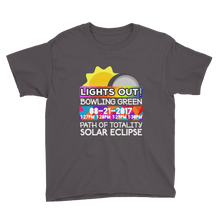 Boys - Bowling Green KY - Solar Eclipse Short Sleeve T-Shirt: "Lights Out!" PATH of TOTALITY 08-21-2017 w Actual Times
