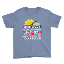 Boys - Bowling Green KY - Solar Eclipse Short Sleeve T-Shirt: "Lights Out!" PATH of TOTALITY 08-21-2017 w Actual Times