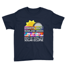 Boys - Bowling Green KY - Solar Eclipse Short Sleeve T-Shirt: "Lights Out!" PATH of TOTALITY 08-21-2017 w Actual Times