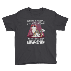 Boys Solar Eclipse Short Sleeve T-Shirt - "Calico Cat" Look! Up In The Sky August 21, 2017