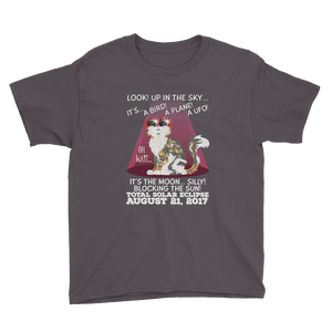 Boys Solar Eclipse Short Sleeve T-Shirt - "Calico Cat" Look! Up In The Sky August 21, 2017