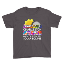 Boys - Charleston SC - Solar Eclipse Short Sleeve T-Shirt: "Lights Out!" PATH of TOTALITY 08-21-2017 w Actual Times