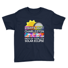 Boys - Charleston SC - Solar Eclipse Short Sleeve T-Shirt: "Lights Out!" PATH of TOTALITY 08-21-2017 w Actual Times