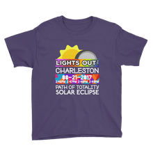 Boys - Charleston SC - Solar Eclipse Short Sleeve T-Shirt: "Lights Out!" PATH of TOTALITY 08-21-2017 w Actual Times