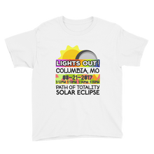 Boys - Columbia MO - Solar Eclipse Short Sleeve T-Shirt: "Lights Out!" PATH of TOTALITY 08-21-2017 w Actual Times