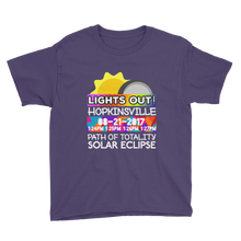 Boys - Hopkinsville KY - Solar Eclipse Short Sleeve T-Shirt: "Lights Out!" PATH of TOTALITY 08-21-2017 w Actual Times