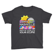 Boys - Nashville TN - Solar Eclipse Short Sleeve T-Shirt: "Lights Out!" PATH of TOTALITY 08-21-2017 w Actual Times