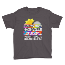 Boys - Nashville TN - Solar Eclipse Short Sleeve T-Shirt: "Lights Out!" PATH of TOTALITY 08-21-2017 w Actual Times