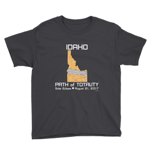 Boys Solar Eclipse Short Sleeve T-Shirt - Idaho - Path of Totality August 21, 2017 - Size XS, S, M, L, XL