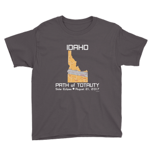 Boys Solar Eclipse Short Sleeve T-Shirt - Idaho - Path of Totality August 21, 2017 - Size XS, S, M, L, XL