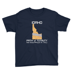 Boys Solar Eclipse Short Sleeve T-Shirt - Idaho - Path of Totality August 21, 2017 - Size XS, S, M, L, XL