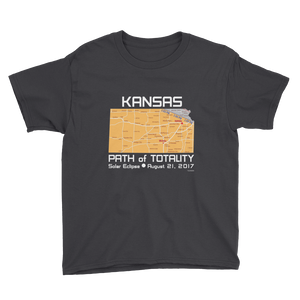 Boys Solar Eclipse Short Sleeve T-Shirt - Kansas - Path of Totality August 21, 2017 - Size S, M, L, XL, XS