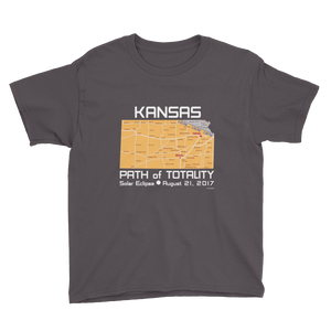 Boys Solar Eclipse Short Sleeve T-Shirt - Kansas - Path of Totality August 21, 2017 - Size S, M, L, XL, XS