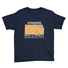 Boys Solar Eclipse Short Sleeve T-Shirt - Kansas - Path of Totality August 21, 2017 - Size S, M, L, XL, XS