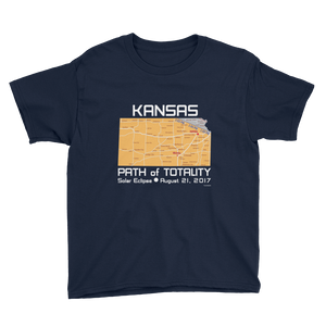 Boys Solar Eclipse Short Sleeve T-Shirt - Kansas - Path of Totality August 21, 2017 - Size S, M, L, XL, XS