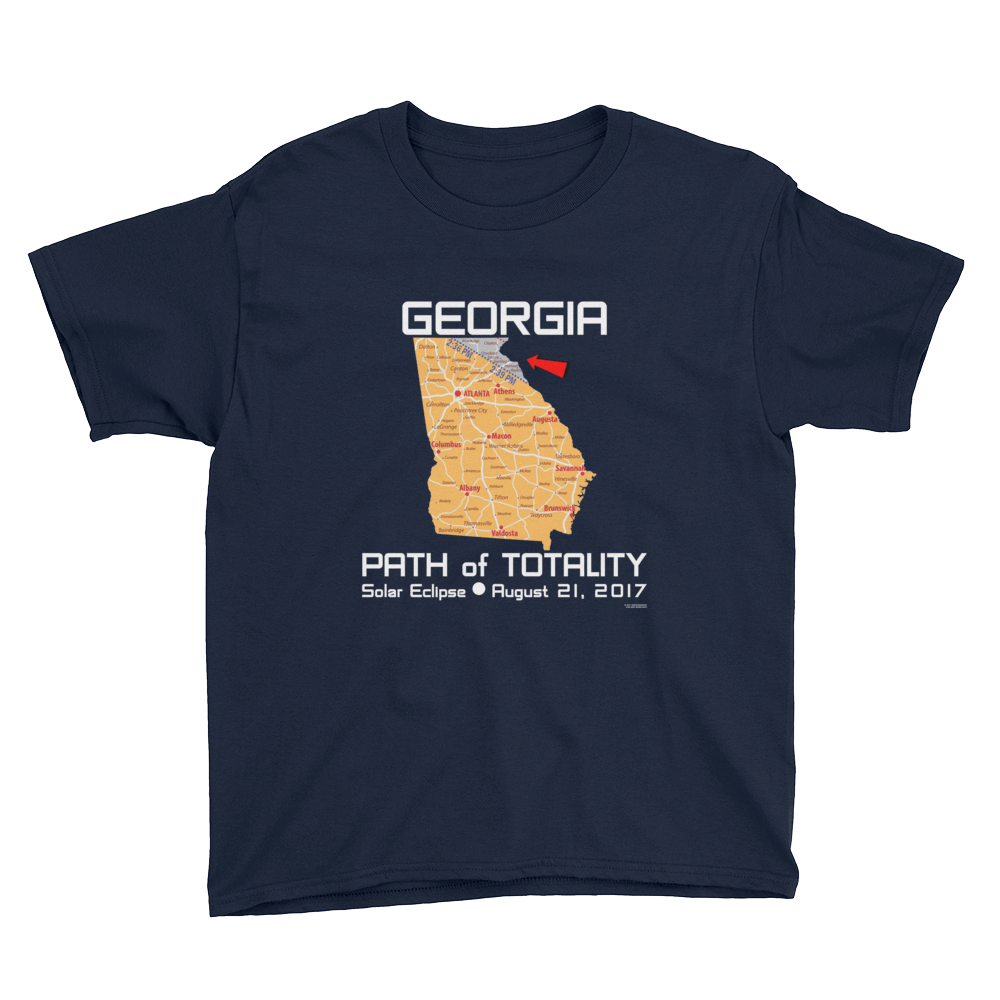 Boys Solar Eclipse Short Sleeve T-Shirt - Georgia - Path of Totality August 21, 2017