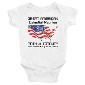 Baby/Infant Solar Eclipse Onesies-Bodysuit - FLAG - Great American Celestial Reunion Path of Totality August 21, 2017