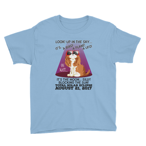 Boys Solar Eclipse Short Sleeve T-Shirt - "King Cavalier Dog" Look! Up In The Sky August 21, 2017