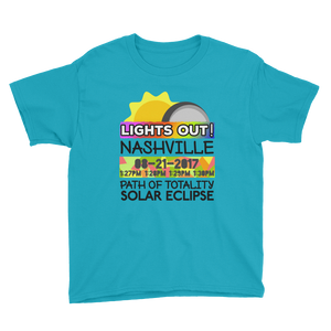 Boys - Nashville TN - Solar Eclipse Short Sleeve T-Shirt: "Lights Out!" PATH of TOTALITY 08-21-2017 w Actual Times