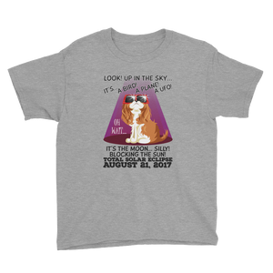 Boys Solar Eclipse Short Sleeve T-Shirt - "King Cavalier Dog" Look! Up In The Sky August 21, 2017