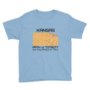 Boys Solar Eclipse Short Sleeve T-Shirt - Kansas - Path of Totality August 21, 2017 - Size S, M, L, XL, XS