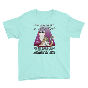 Boys Solar Eclipse Short Sleeve T-Shirt - "Calico Cat" Look! Up In The Sky August 21, 2017