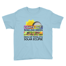 Boys - Bowling Green KY - Solar Eclipse Short Sleeve T-Shirt: "Lights Out!" PATH of TOTALITY 08-21-2017 w Actual Times