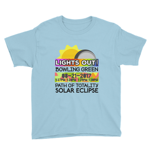 Boys - Bowling Green KY - Solar Eclipse Short Sleeve T-Shirt: "Lights Out!" PATH of TOTALITY 08-21-2017 w Actual Times