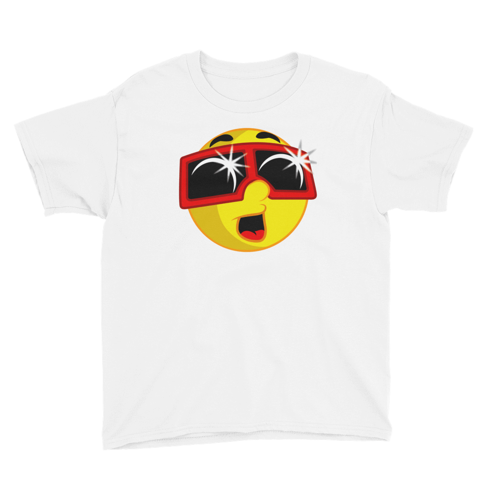 Boys Solar Eclipse Short Sleeve T-Shirt - EMOJI w ECLIPSE GLASSES - Path of Totality August 21, 2017