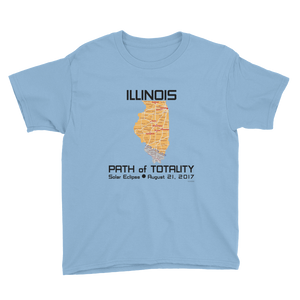 Boys Solar Eclipse Short Sleeve T-Shirt - Illinois - Path of Totality August 21, 2017 - Size S, M, L, XL, XS