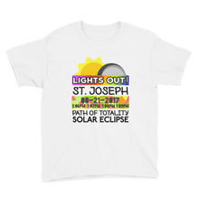 Boys - St. Joseph MO - Solar Eclipse Short Sleeve T-Shirt: "Lights Out!" PATH of TOTALITY 08-21-2017 w Actual Times