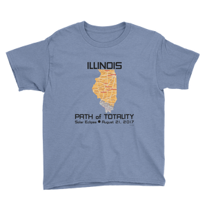 Boys Solar Eclipse Short Sleeve T-Shirt - Illinois - Path of Totality August 21, 2017 - Size S, M, L, XL, XS