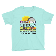 Boys - Lincoln NE - Solar Eclipse Short Sleeve T-Shirt: "Lights Out!" PATH of TOTALITY 08-21-2017 w Actual Times