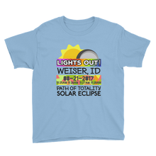 Boys - Weiser ID - Solar Eclipse Short Sleeve T-Shirt: "Lights Out!" PATH of TOTALITY 08-21-2017 w Actual Times