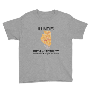 Boys Solar Eclipse Short Sleeve T-Shirt - Illinois - Path of Totality August 21, 2017 - Size S, M, L, XL, XS