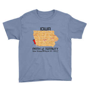 Boys Solar Eclipse Short Sleeve T-Shirt - Iowa - Path of Totality - Solar Eclipse August 21, 2017