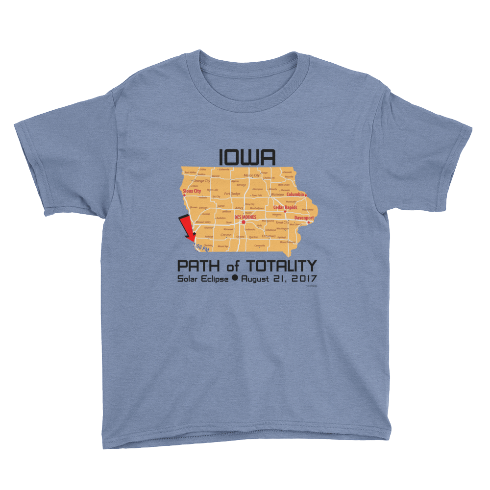 Boys Solar Eclipse Short Sleeve T-Shirt - Iowa - Path of Totality - Solar Eclipse August 21, 2017