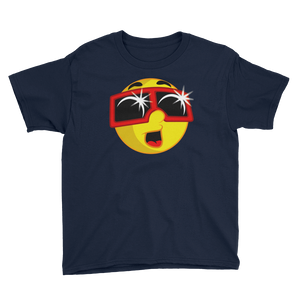 Boys Solar Eclipse Short Sleeve T-Shirt - EMOJI w ECLIPSE GLASSES - Path of Totality August 21, 2017