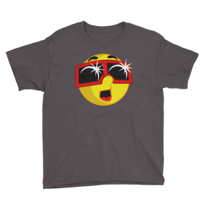 Boys Solar Eclipse Short Sleeve T-Shirt - EMOJI w ECLIPSE GLASSES - Path of Totality August 21, 2017