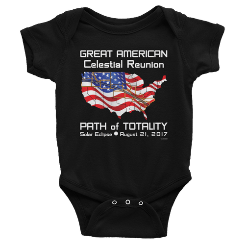 Baby/Infant Solar Eclipse Onesies-Bodysuit - FLAG - Great American Celestial Reunion Path of Totality August 21, 2017