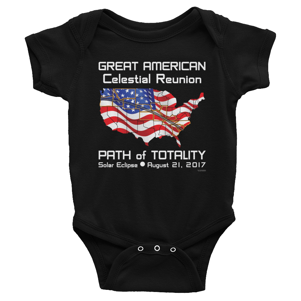 Baby/Infant Solar Eclipse Onesies-Bodysuit - FLAG - Great American Celestial Reunion Path of Totality August 21, 2017