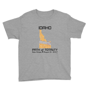 Boys Solar Eclipse Short Sleeve T-Shirt - Idaho - Path of Totality August 21, 2017 - Size XS, S, M, L, XL