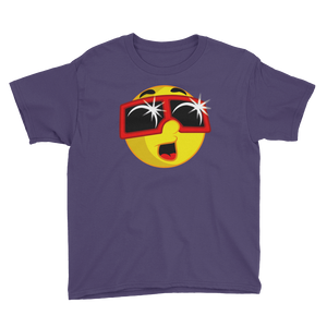 Boys Solar Eclipse Short Sleeve T-Shirt - EMOJI w ECLIPSE GLASSES - Path of Totality August 21, 2017