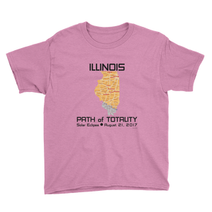 Boys Solar Eclipse Short Sleeve T-Shirt - Illinois - Path of Totality August 21, 2017 - Size S, M, L, XL, XS