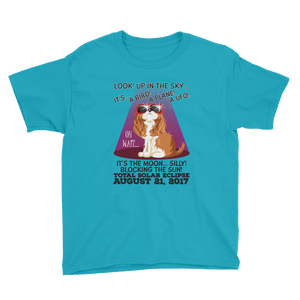 Boys Solar Eclipse Short Sleeve T-Shirt - "King Cavalier Dog" Look! Up In The Sky August 21, 2017