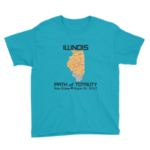 Boys Solar Eclipse Short Sleeve T-Shirt - Illinois - Path of Totality August 21, 2017 - Size S, M, L, XL, XS