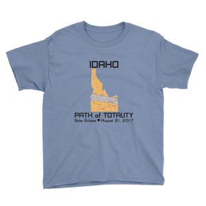 Boys Solar Eclipse Short Sleeve T-Shirt - Idaho - Path of Totality August 21, 2017 - Size XS, S, M, L, XL